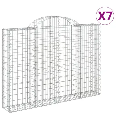 vidaXL Obokane gabion košare 7 kosov 200x30x140/160cm pocinkano železo
