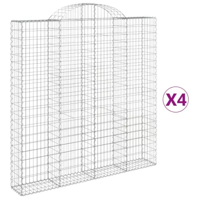 vidaXL Obokane gabion košare 4 kosa 200x30x200/220 cm pocinkano železo