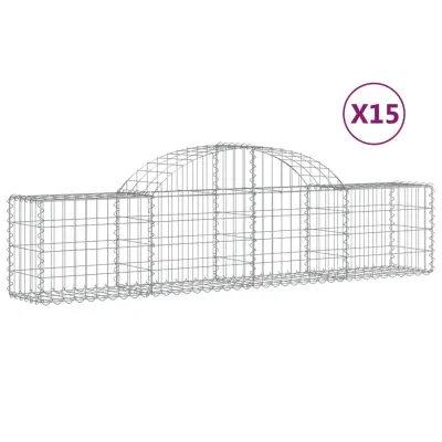 vidaXL Obokane gabion košare 15 kosov 200x30x40/60 cm pocinkano železo