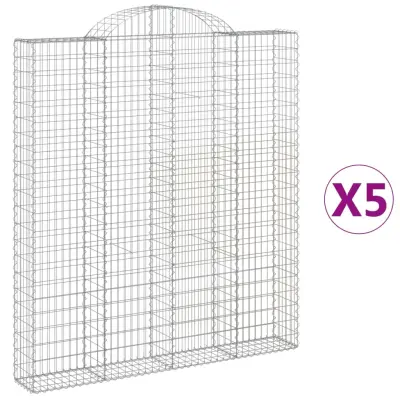 vidaXL Obokane gabion košare 5 kosi 200x30x220/240 cm pocinkano železo