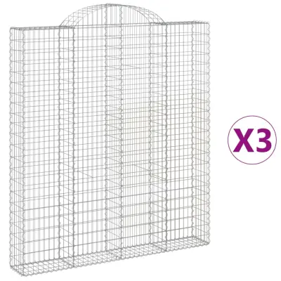 vidaXL Obokane gabion košare 3 kosi 200x30x220/240 cm pocinkano železo