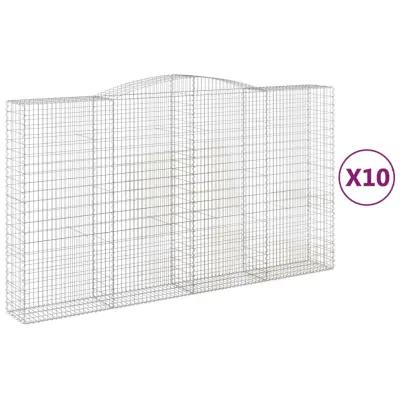 vidaXL Obokane gabion košare 10 kosa 400x50x220/240cm pocinkano železo