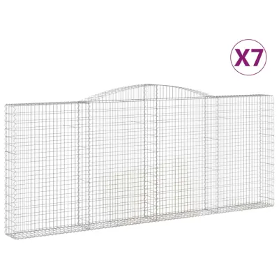 vidaXL Obokane gabion košare 7 kosi 400x30x160/180 cm pocinkano železo