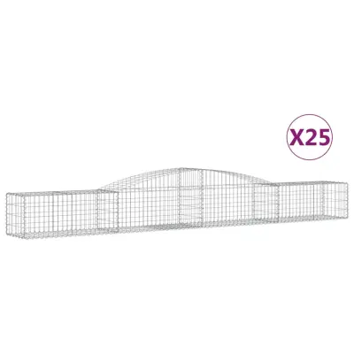 vidaXL Obokane gabion košare 25 kosa 400x50x40/60 cm pocinkano železo