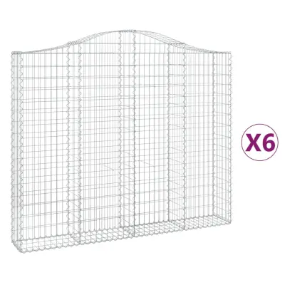 vidaXL Obokane gabion košare 6 kosov 200x30x160/180cm pocinkano železo