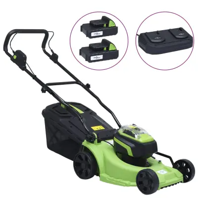 vidaXL Brezžična kosilnica z dvema baterijama 20V 2000 mAh