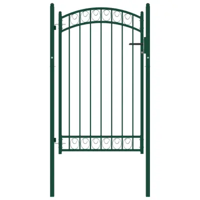 vidaXL Vrata za ograjo zaobljena jeklo 100x150 cm zelena