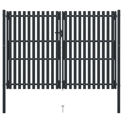 vidaXL Dvojna vrata za ograjo iz jekla 306x200 cm antracitna