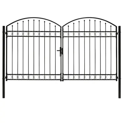 vidaXL Dvojna vrata za ograjo zaobljena jeklo 300x200 cm črna