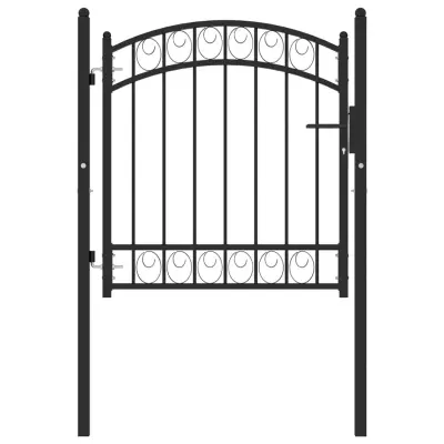 vidaXL Vrata za ograjo zaobljena jeklo 100x100 cm črna