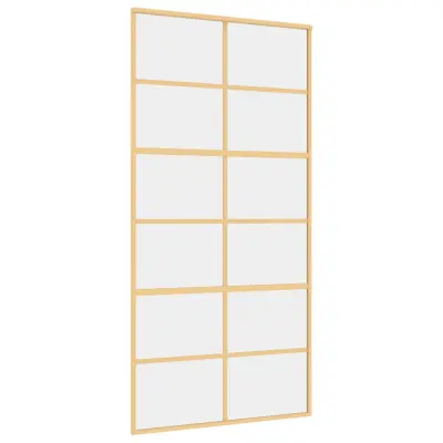 vidaXL Drsna vrata zlata 102,5x205 cm prozorno ESG steklo in aluminij