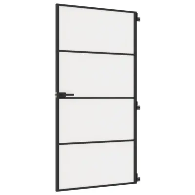 vidaXL Notranja vrata ozka črna 102,5x201,5 cm kaljeno steklo aluminij