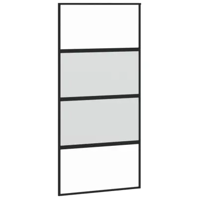 vidaXL Drsna vrata črna 102,5x205 cm kaljeno steklo in aluminij