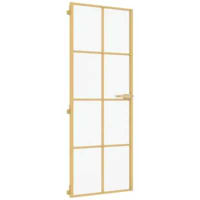 vidaXL Notranja vrata ozka zlata 76x201,5cm kaljeno steklo in aluminij