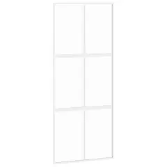 vidaXL Drsna vrata bela 90x205 cm kaljeno steklo in aluminij