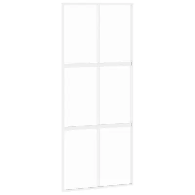 vidaXL Drsna vrata bela 90x205 cm kaljeno steklo in aluminij