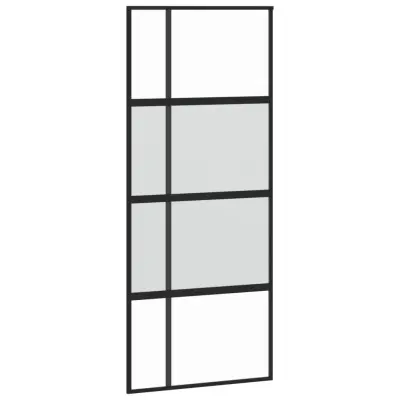 vidaXL Drsna vrata črna 90x205 cm kaljeno steklo in aluminij