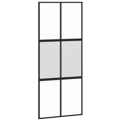 vidaXL Drsna vrata črna 90x205 cm kaljeno steklo in aluminij