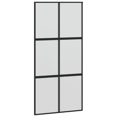 vidaXL Drsna vrata črna 102,5x205 cm kaljeno steklo in aluminij