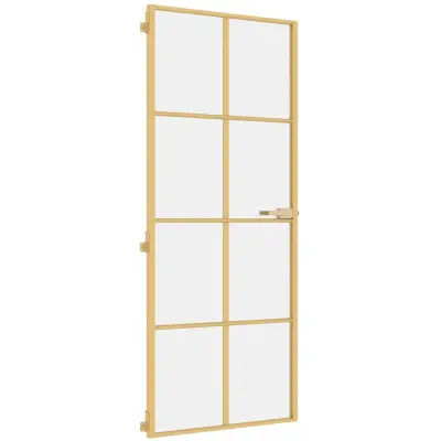 vidaXL Notranja vrata ozka zlata 83x201,5cm kaljeno steklo in aluminij
