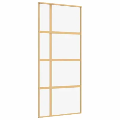 vidaXL Drsna vrata zlata 90x205 cm prozorno ESG steklo in aluminij