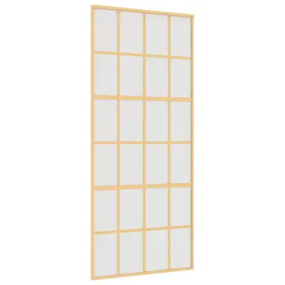 vidaXL Drsna vrata zlata 90x205 cm mat ESG steklo in aluminij