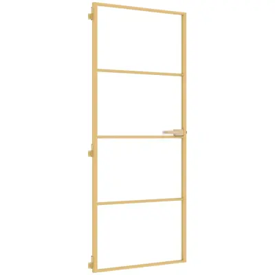 vidaXL Notranja vrata ozka zlata 83x201,5cm kaljeno steklo in aluminij
