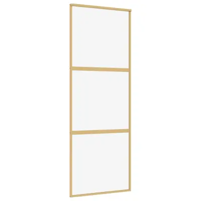 vidaXL Drsna vrata zlata 76x205 cm prozorno ESG steklo in aluminij
