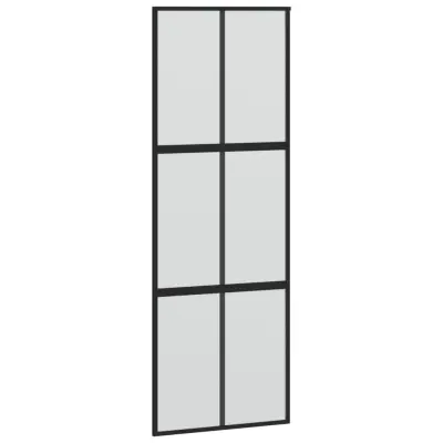 vidaXL Drsna vrata črna 90x205 cm kaljeno steklo in aluminij