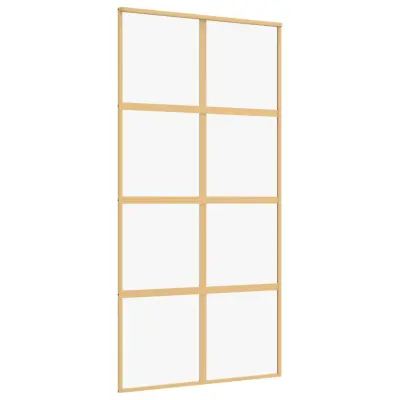 vidaXL Drsna vrata zlata 102,5x205 cm prozorno ESG steklo in aluminij