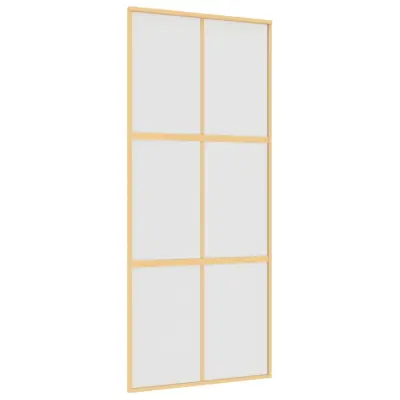 vidaXL Drsna vrata zlata 90x205 cm mat ESG steklo in aluminij