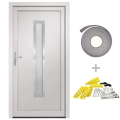 vidaXL Vhodna vrata bela 108x208 cm PVC