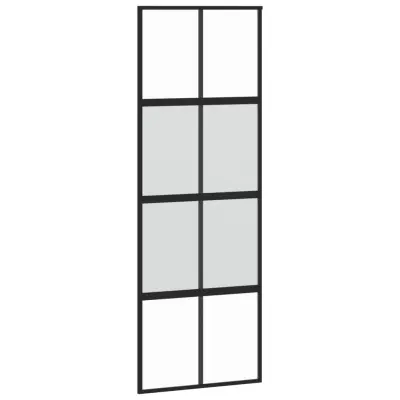 vidaXL Drsna vrata črna 76x205 cm kaljeno steklo in aluminij