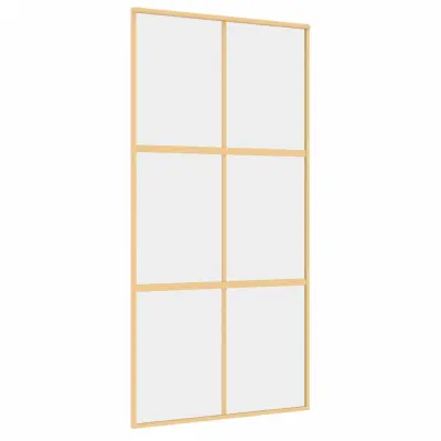 vidaXL Drsna vrata zlata 102,5x205 cm prozorno ESG steklo in aluminij