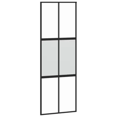vidaXL Drsna vrata črna 76x205 cm kaljeno steklo in aluminij