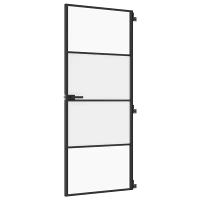 vidaXL Notranja vrata ozka črna 83x201,5 cm kaljeno steklo in aluminij