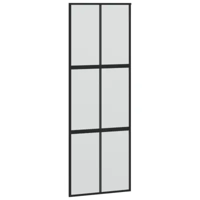 vidaXL Drsna vrata črna 76x205 cm kaljeno steklo in aluminij