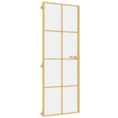 vidaXL Notranja vrata ozka zlata 76x201,5cm kaljeno steklo in aluminij