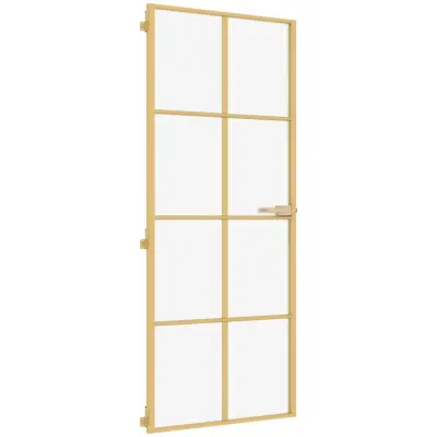 vidaXL Notranja vrata ozka zlata 83x201,5cm kaljeno steklo in aluminij
