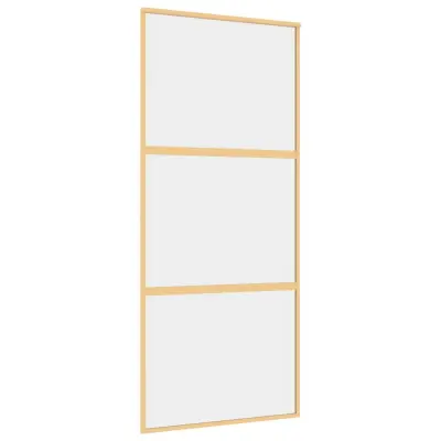 vidaXL Drsna vrata zlata 90x205 cm prozorno ESG steklo in aluminij