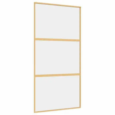 vidaXL Drsna vrata zlata 102,5x205 cm prozorno ESG steklo in aluminij