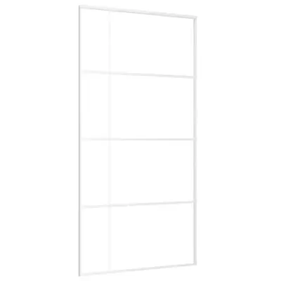 vidaXL Drsna vrata mlečno ESG steklo in aluminij 102,5x205 cm bela