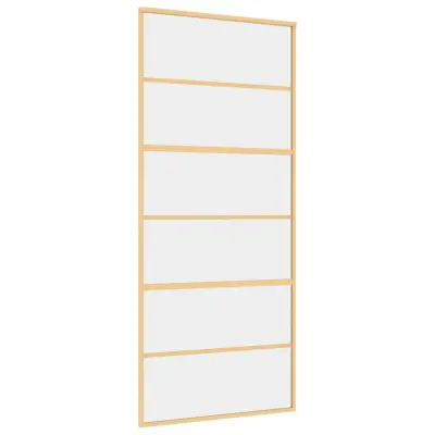 vidaXL Drsna vrata zlata 90x205 cm prozorno ESG steklo in aluminij