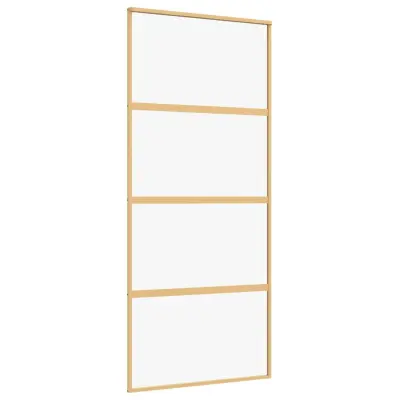 vidaXL Drsna vrata zlata 90x205 cm prozorno ESG steklo in aluminij