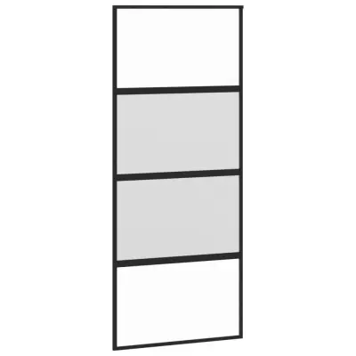 vidaXL Drsna vrata črna 90x205 cm kaljeno steklo in aluminij