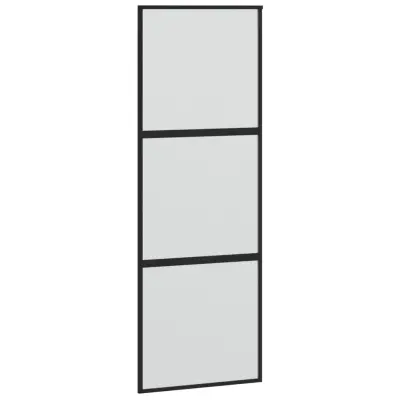 vidaXL Drsna vrata črna 76x205 cm kaljeno steklo in aluminij