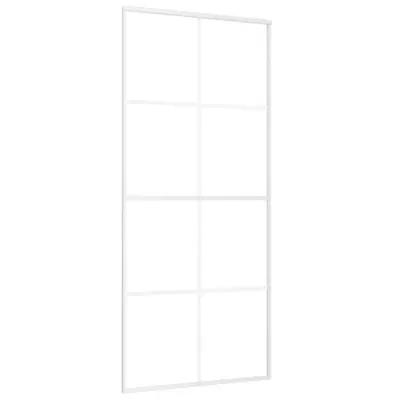 vidaXL Drsna vrata mlečno ESG steklo in aluminij 90x205 cm bela