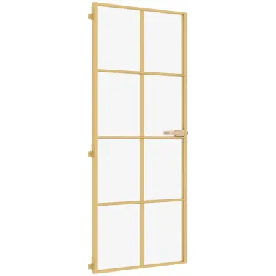 vidaXL Notranja vrata ozka zlata 93x201,5cm kaljeno steklo in aluminij