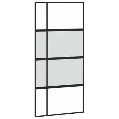 vidaXL Drsna vrata črna 102,5x205 cm kaljeno steklo in aluminij