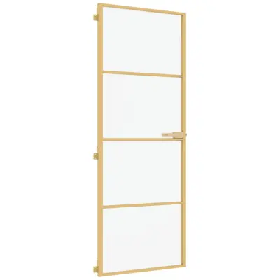 vidaXL Notranja vrata ozka zlata 76x201,5cm kaljeno steklo in aluminij
